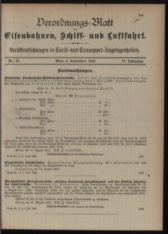 Verordnungs-Blatt für Eisenbahnen und Schiffahrt: Veröffentlichungen in Tarif- und Transport-Angelegenheiten 19210902 Seite: 3