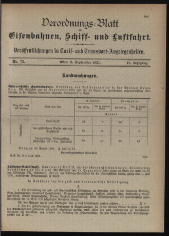 Verordnungs-Blatt für Eisenbahnen und Schiffahrt: Veröffentlichungen in Tarif- und Transport-Angelegenheiten 19210906 Seite: 3