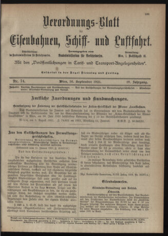 Verordnungs-Blatt für Eisenbahnen und Schiffahrt: Veröffentlichungen in Tarif- und Transport-Angelegenheiten 19210916 Seite: 3