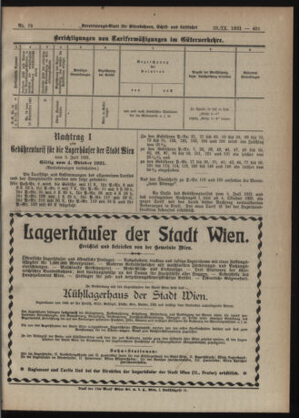 Verordnungs-Blatt für Eisenbahnen und Schiffahrt: Veröffentlichungen in Tarif- und Transport-Angelegenheiten 19210923 Seite: 3