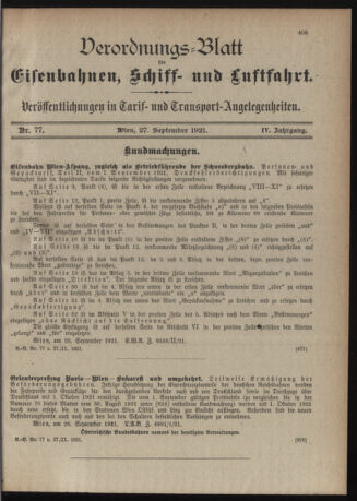 Verordnungs-Blatt für Eisenbahnen und Schiffahrt: Veröffentlichungen in Tarif- und Transport-Angelegenheiten 19210927 Seite: 3