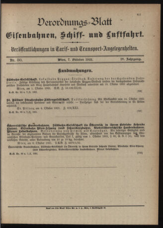 Verordnungs-Blatt für Eisenbahnen und Schiffahrt: Veröffentlichungen in Tarif- und Transport-Angelegenheiten 19211007 Seite: 3