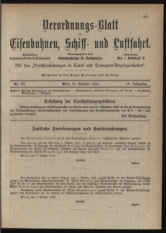 Verordnungs-Blatt für Eisenbahnen und Schiffahrt: Veröffentlichungen in Tarif- und Transport-Angelegenheiten 19211011 Seite: 3