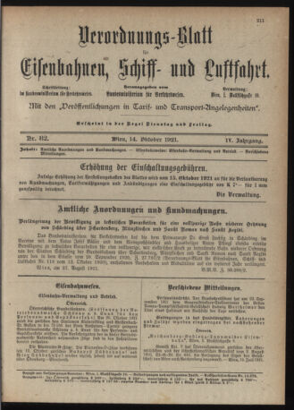 Verordnungs-Blatt für Eisenbahnen und Schiffahrt: Veröffentlichungen in Tarif- und Transport-Angelegenheiten 19211014 Seite: 5