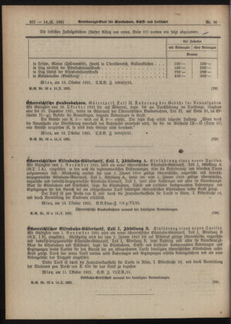 Verordnungs-Blatt für Eisenbahnen und Schiffahrt: Veröffentlichungen in Tarif- und Transport-Angelegenheiten 19211014 Seite: 8