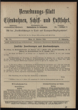 Verordnungs-Blatt für Eisenbahnen und Schiffahrt: Veröffentlichungen in Tarif- und Transport-Angelegenheiten 19211021 Seite: 5