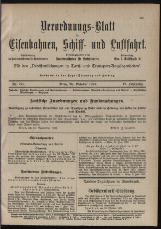 Verordnungs-Blatt für Eisenbahnen und Schiffahrt: Veröffentlichungen in Tarif- und Transport-Angelegenheiten 19211028 Seite: 3