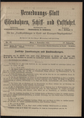 Verordnungs-Blatt für Eisenbahnen und Schiffahrt: Veröffentlichungen in Tarif- und Transport-Angelegenheiten 19211101 Seite: 3