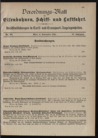 Verordnungs-Blatt für Eisenbahnen und Schiffahrt: Veröffentlichungen in Tarif- und Transport-Angelegenheiten 19211104 Seite: 3