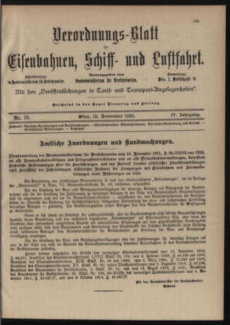 Verordnungs-Blatt für Eisenbahnen und Schiffahrt: Veröffentlichungen in Tarif- und Transport-Angelegenheiten 19211115 Seite: 5