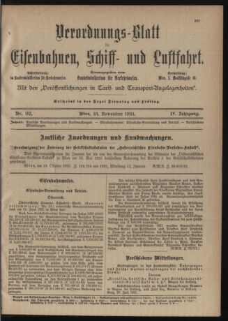 Verordnungs-Blatt für Eisenbahnen und Schiffahrt: Veröffentlichungen in Tarif- und Transport-Angelegenheiten 19211118 Seite: 3