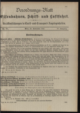 Verordnungs-Blatt für Eisenbahnen und Schiffahrt: Veröffentlichungen in Tarif- und Transport-Angelegenheiten