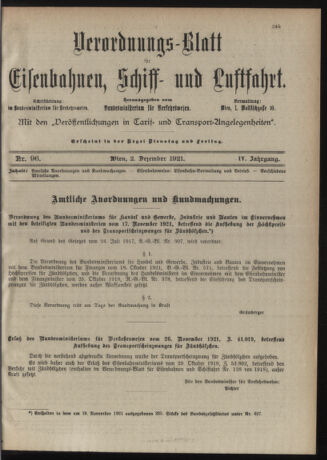 Verordnungs-Blatt für Eisenbahnen und Schiffahrt: Veröffentlichungen in Tarif- und Transport-Angelegenheiten 19211202 Seite: 3