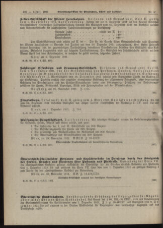 Verordnungs-Blatt für Eisenbahnen und Schiffahrt: Veröffentlichungen in Tarif- und Transport-Angelegenheiten 19211206 Seite: 2