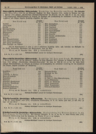 Verordnungs-Blatt für Eisenbahnen und Schiffahrt: Veröffentlichungen in Tarif- und Transport-Angelegenheiten 19211206 Seite: 7