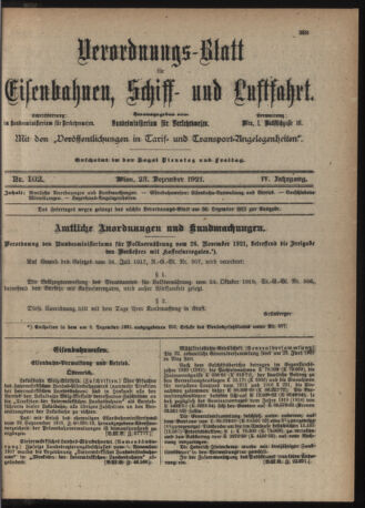 Verordnungs-Blatt für Eisenbahnen und Schiffahrt: Veröffentlichungen in Tarif- und Transport-Angelegenheiten 19211223 Seite: 5