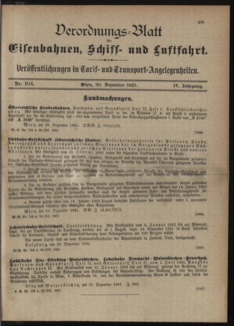 Verordnungs-Blatt für Eisenbahnen und Schiffahrt: Veröffentlichungen in Tarif- und Transport-Angelegenheiten