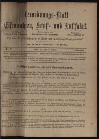 Verordnungs-Blatt für Eisenbahnen und Schiffahrt: Veröffentlichungen in Tarif- und Transport-Angelegenheiten 19220124 Seite: 1