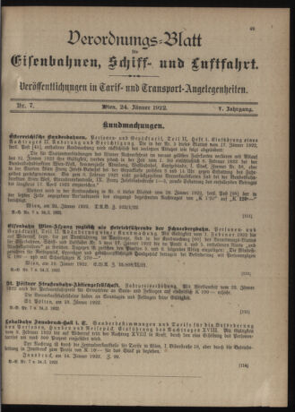 Verordnungs-Blatt für Eisenbahnen und Schiffahrt: Veröffentlichungen in Tarif- und Transport-Angelegenheiten 19220124 Seite: 9