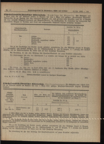 Verordnungs-Blatt für Eisenbahnen und Schiffahrt: Veröffentlichungen in Tarif- und Transport-Angelegenheiten 19220331 Seite: 11