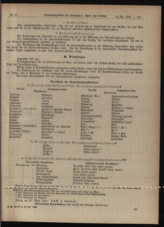 Verordnungs-Blatt für Eisenbahnen und Schiffahrt: Veröffentlichungen in Tarif- und Transport-Angelegenheiten 19220331 Seite: 9