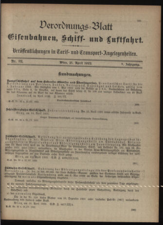 Verordnungs-Blatt für Eisenbahnen und Schiffahrt: Veröffentlichungen in Tarif- und Transport-Angelegenheiten