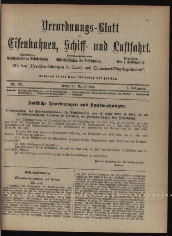 Verordnungs-Blatt für Eisenbahnen und Schiffahrt: Veröffentlichungen in Tarif- und Transport-Angelegenheiten 19220421 Seite: 3