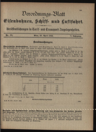 Verordnungs-Blatt für Eisenbahnen und Schiffahrt: Veröffentlichungen in Tarif- und Transport-Angelegenheiten 19220425 Seite: 3