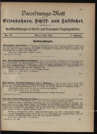 Verordnungs-Blatt für Eisenbahnen und Schiffahrt: Veröffentlichungen in Tarif- und Transport-Angelegenheiten 19220509 Seite: 3