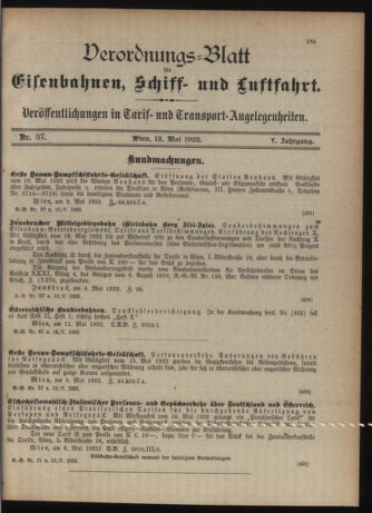 Verordnungs-Blatt für Eisenbahnen und Schiffahrt: Veröffentlichungen in Tarif- und Transport-Angelegenheiten 19220512 Seite: 3