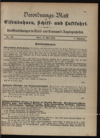 Verordnungs-Blatt für Eisenbahnen und Schiffahrt: Veröffentlichungen in Tarif- und Transport-Angelegenheiten