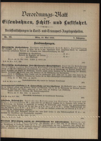 Verordnungs-Blatt für Eisenbahnen und Schiffahrt: Veröffentlichungen in Tarif- und Transport-Angelegenheiten 19220519 Seite: 3