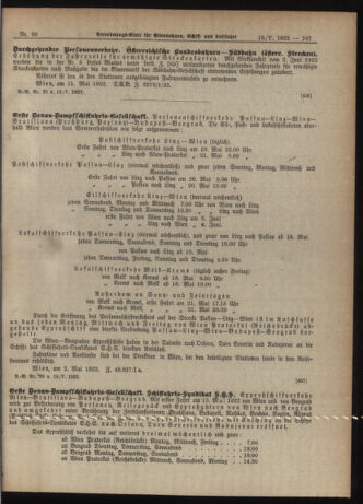 Verordnungs-Blatt für Eisenbahnen und Schiffahrt: Veröffentlichungen in Tarif- und Transport-Angelegenheiten 19220519 Seite: 5