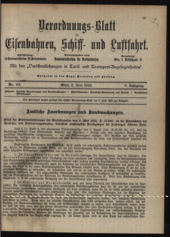 Verordnungs-Blatt für Eisenbahnen und Schiffahrt: Veröffentlichungen in Tarif- und Transport-Angelegenheiten