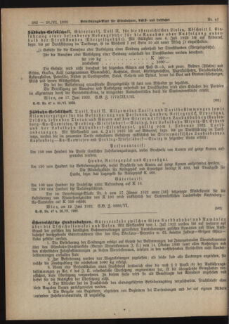 Verordnungs-Blatt für Eisenbahnen und Schiffahrt: Veröffentlichungen in Tarif- und Transport-Angelegenheiten 19220620 Seite: 8