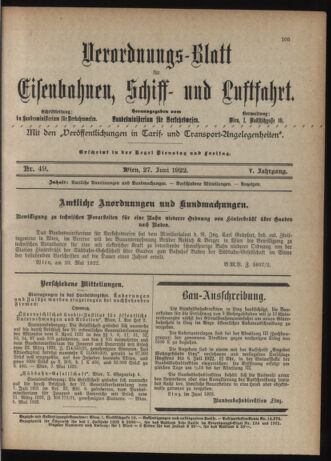 Verordnungs-Blatt für Eisenbahnen und Schiffahrt: Veröffentlichungen in Tarif- und Transport-Angelegenheiten 19220627 Seite: 3