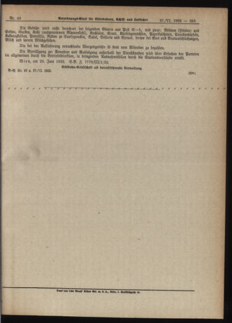 Verordnungs-Blatt für Eisenbahnen und Schiffahrt: Veröffentlichungen in Tarif- und Transport-Angelegenheiten 19220627 Seite: 5