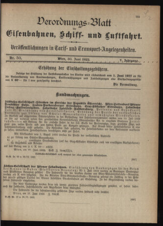 Verordnungs-Blatt für Eisenbahnen und Schiffahrt: Veröffentlichungen in Tarif- und Transport-Angelegenheiten