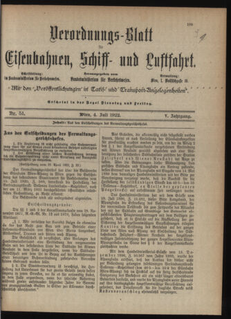 Verordnungs-Blatt für Eisenbahnen und Schiffahrt: Veröffentlichungen in Tarif- und Transport-Angelegenheiten 19220704 Seite: 1