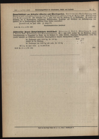 Verordnungs-Blatt für Eisenbahnen und Schiffahrt: Veröffentlichungen in Tarif- und Transport-Angelegenheiten 19220704 Seite: 6