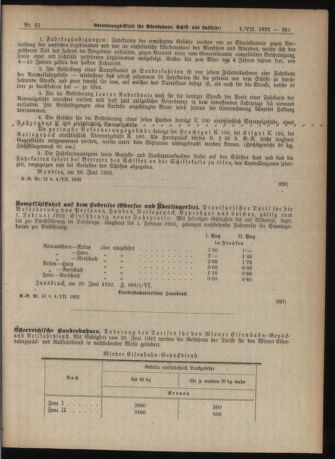 Verordnungs-Blatt für Eisenbahnen und Schiffahrt: Veröffentlichungen in Tarif- und Transport-Angelegenheiten 19220704 Seite: 7