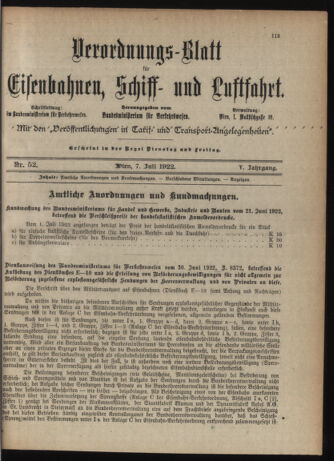 Verordnungs-Blatt für Eisenbahnen und Schiffahrt: Veröffentlichungen in Tarif- und Transport-Angelegenheiten 19220707 Seite: 3