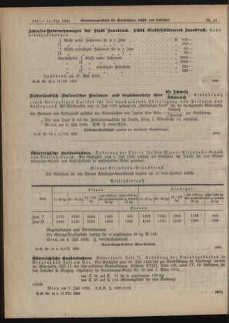 Verordnungs-Blatt für Eisenbahnen und Schiffahrt: Veröffentlichungen in Tarif- und Transport-Angelegenheiten 19220711 Seite: 4