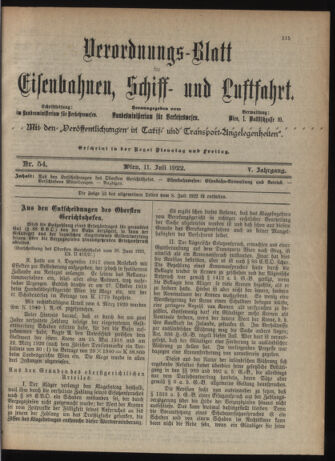 Verordnungs-Blatt für Eisenbahnen und Schiffahrt: Veröffentlichungen in Tarif- und Transport-Angelegenheiten 19220711 Seite: 5