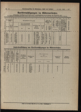 Verordnungs-Blatt für Eisenbahnen und Schiffahrt: Veröffentlichungen in Tarif- und Transport-Angelegenheiten 19220711 Seite: 9