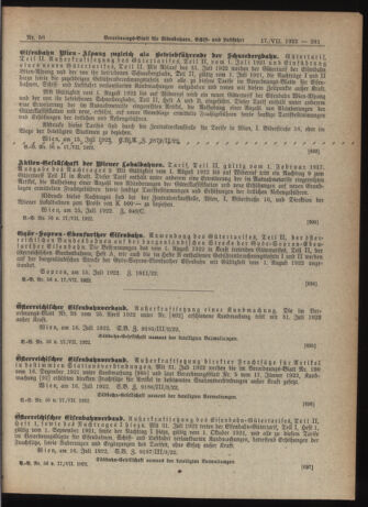 Verordnungs-Blatt für Eisenbahnen und Schiffahrt: Veröffentlichungen in Tarif- und Transport-Angelegenheiten 19220717 Seite: 11