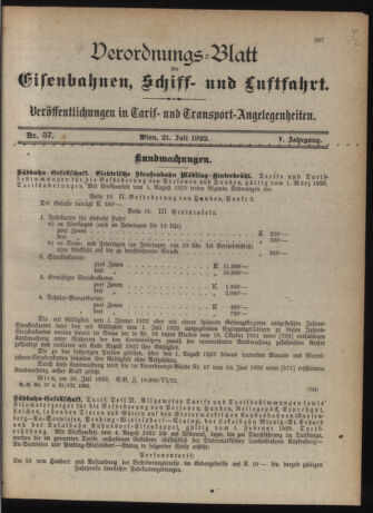 Verordnungs-Blatt für Eisenbahnen und Schiffahrt: Veröffentlichungen in Tarif- und Transport-Angelegenheiten