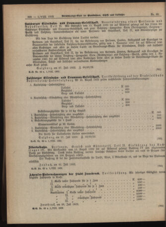 Verordnungs-Blatt für Eisenbahnen und Schiffahrt: Veröffentlichungen in Tarif- und Transport-Angelegenheiten 19220801 Seite: 12