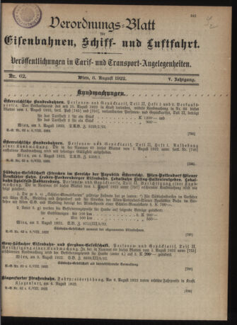 Verordnungs-Blatt für Eisenbahnen und Schiffahrt: Veröffentlichungen in Tarif- und Transport-Angelegenheiten