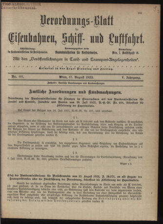 Verordnungs-Blatt für Eisenbahnen und Schiffahrt: Veröffentlichungen in Tarif- und Transport-Angelegenheiten